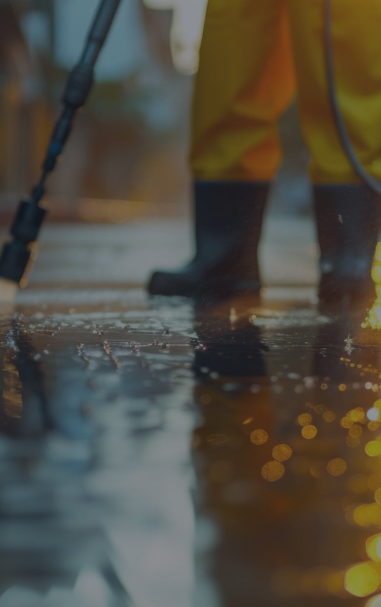 Photo of power washing driveway.