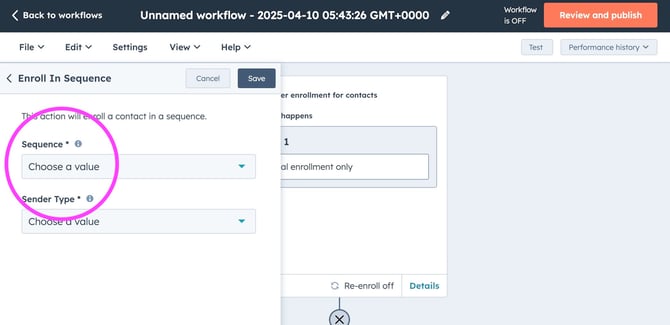 Select the sequence you want the contacts to enrol into-1