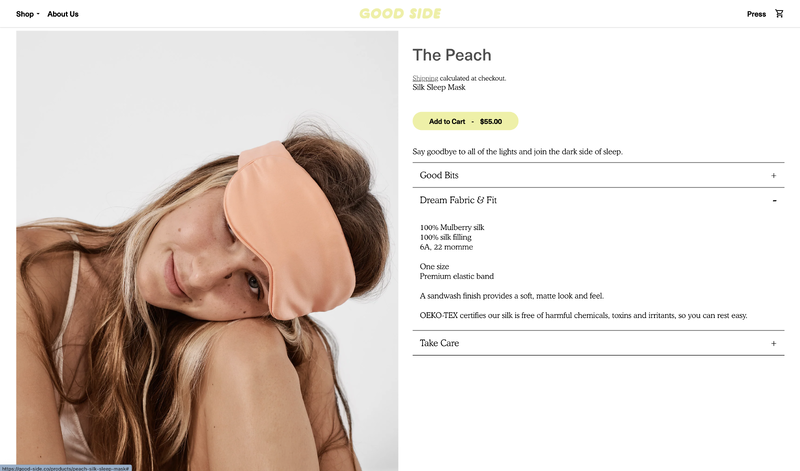 The Good Side Custom Shopify Product Page.